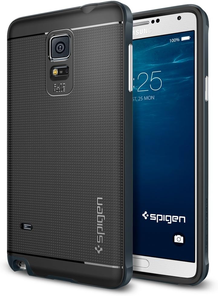 Spigen Neo Hybrid Galaxy Note 4 Case with Flexible Inner Protection and Reinforced Hard Bumper Frame for Samsung Galaxy Note 4 2014 - Metal Slate