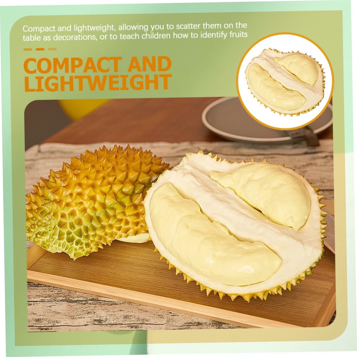 Frutto Artificiale Durian Decorativo in Plastico Leggero per Casa