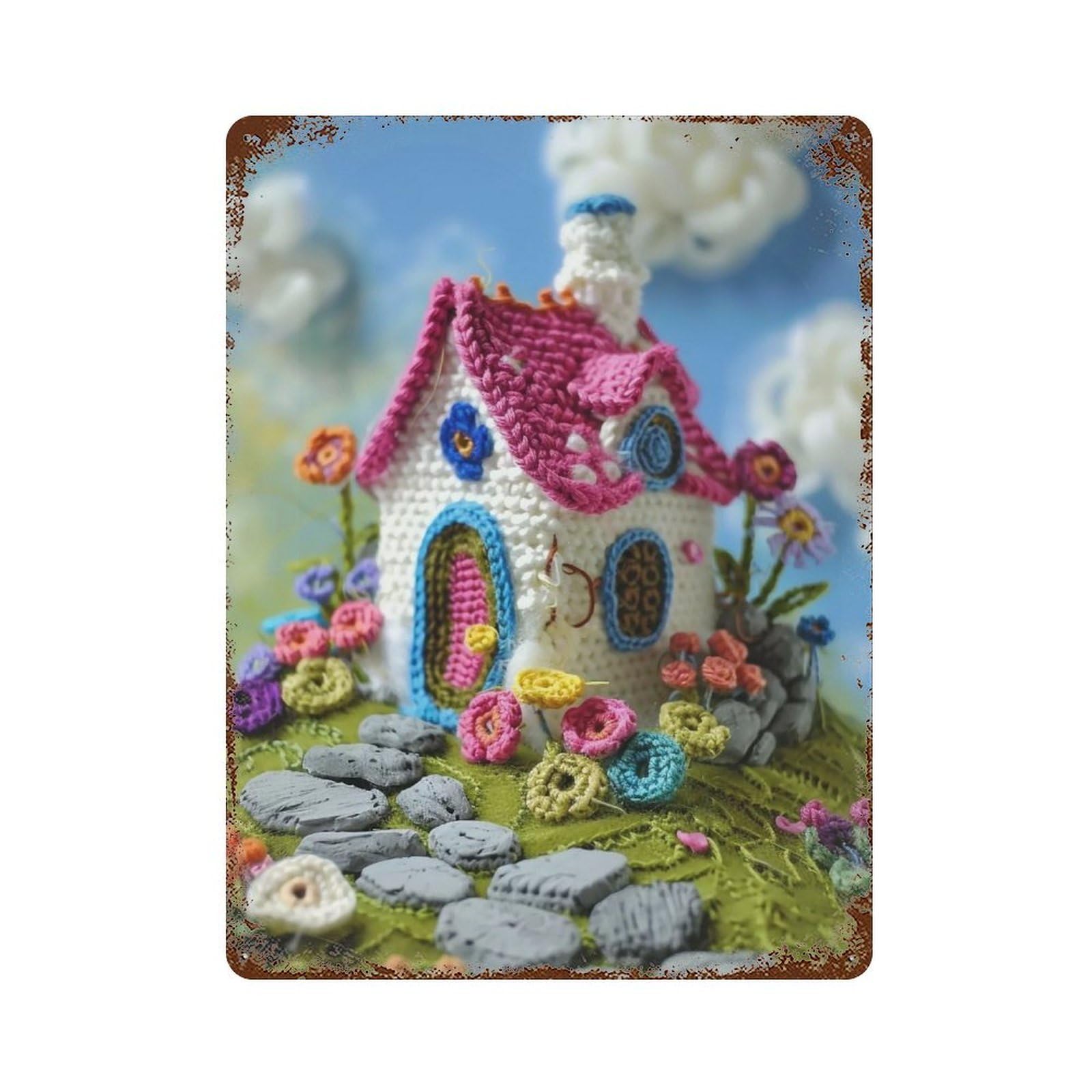 HDURYEYRYY Crochet Fairy Cottage 03 Wall Retro Iron Vintage Art Metal Tin Sign Poster Modern Home Cofffee Club Art Bar Shop Decor 40x30cm