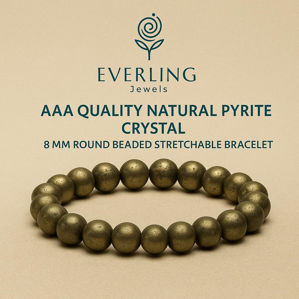 Natural Pyrite Crystal Bracelet – 8mm AAA Gemstone Beads – Handmade Stretch Bracelet 7.5” for Reiki Healing, Vastu Correction, Wealth, Prosperity, Protection, Spirituality, Concentration & Creativity - Image 6