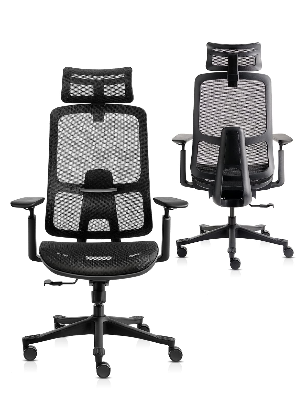 Photo 1 of Ouliean Ergonomic Home Office Chair Adjustable Lumbar Support and Headrest Swivel Computer Desk Chair with Widened Armrest Seating Comfort, Black