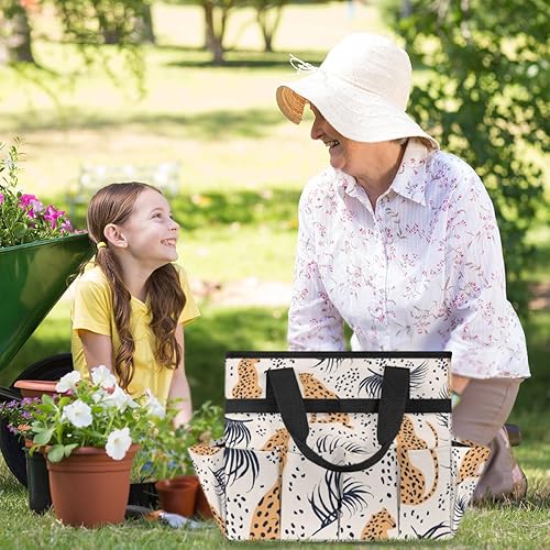 Miniatura 6 de Bolsa de herramientas de jardín de leopardo de dibujos animados para mujeres y hombres, bolsas de almacenamiento de herramientas de jardinería con