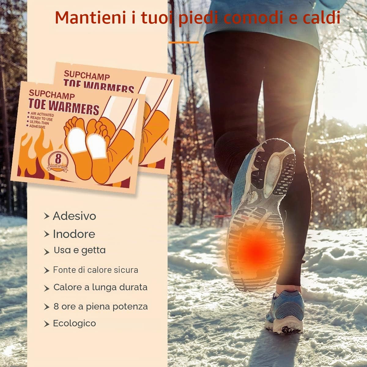 Scaldapiedi Monouso – 10 o 40 Paia di Scalda Dita dei Piedi Adesivi, Cuscinetti Riscaldanti per Scarpe e Stivali, Attivati all’Aria per Escursionismo, Sci, Lavoro Invernale all’Aperto, Uomo e Donna