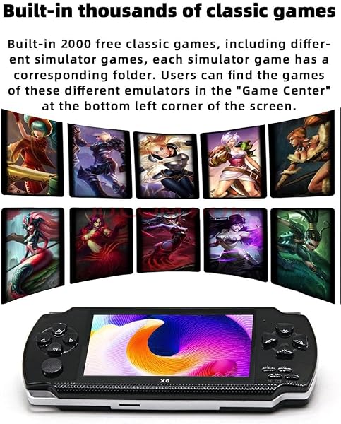 JXD 4,3 Zoll Handheld-Spielkonsole X6 mit Unterstützung für Mehrere Simulatoren Retro-Videospielkonsole MP3/4/E-Book TV-Ausgang Tragbares Spielgerät Spielstände - 4