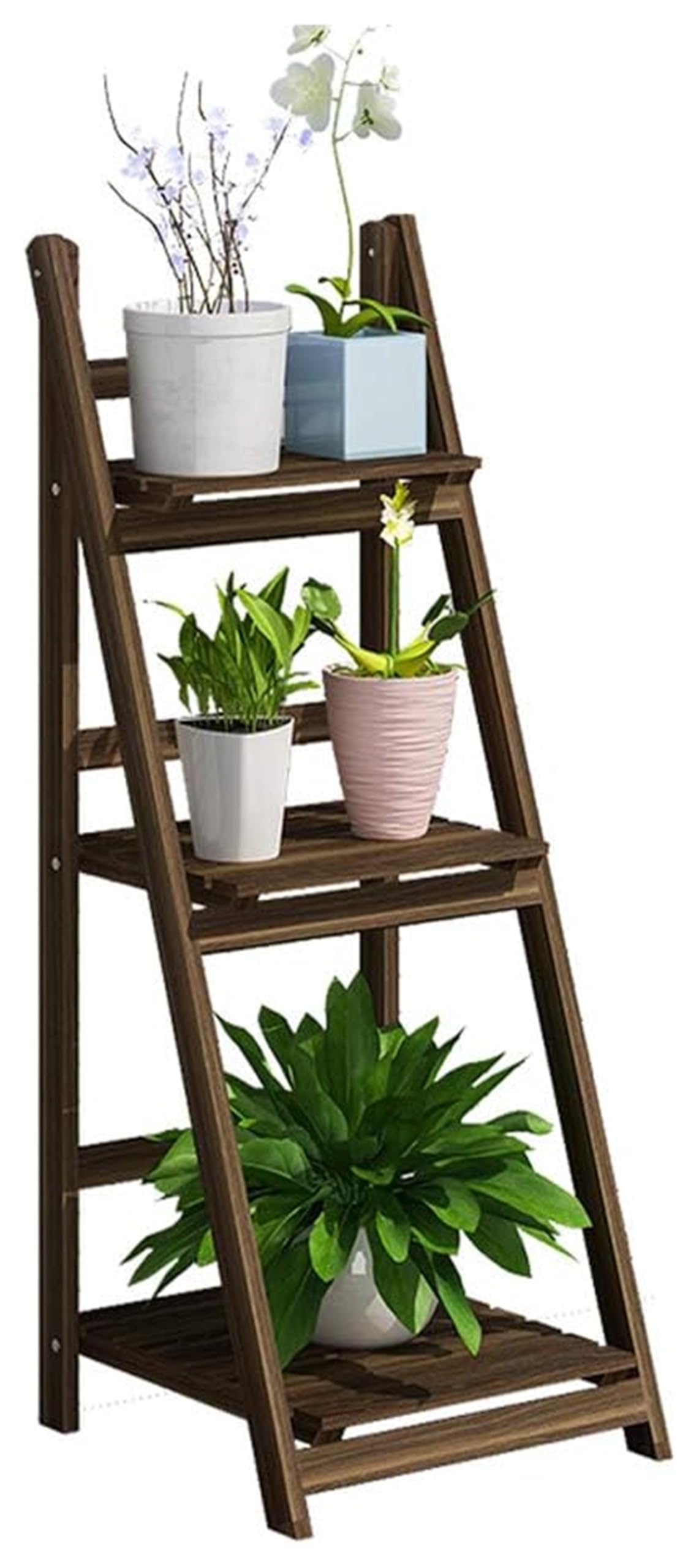 SnamicE 3 Tier Flower Display Stand Folding Plant Shelf Herb Pot Holder Rack for Potted Plants and Succulents,