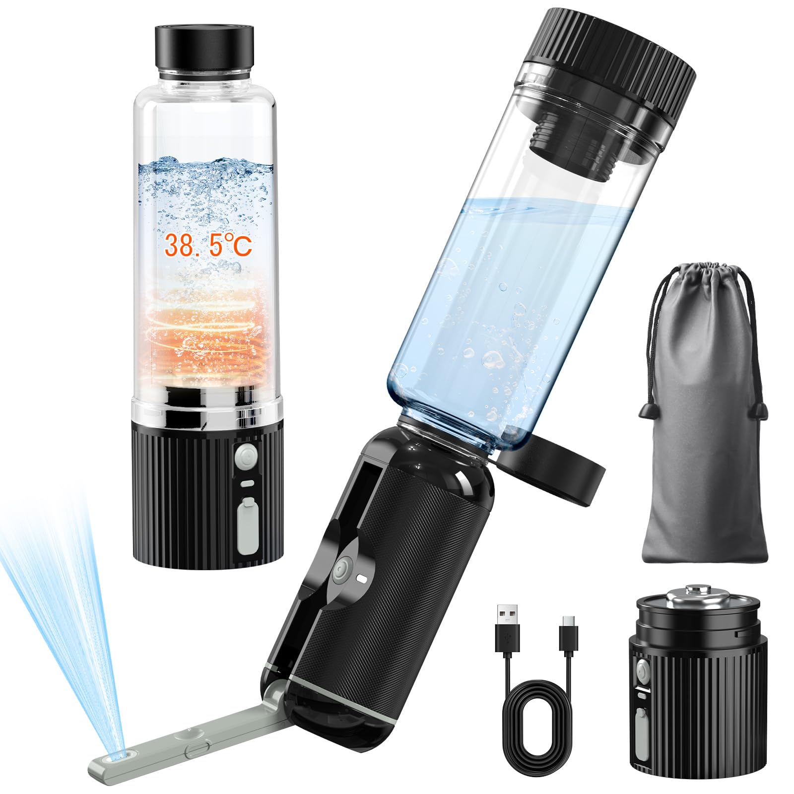 Heated Portable Bidet for Travel JUTIMER 7500mAh Rechargeable Travel Bidet Sprayer with 200ml Bottle Waterproof Handheld Bidet for