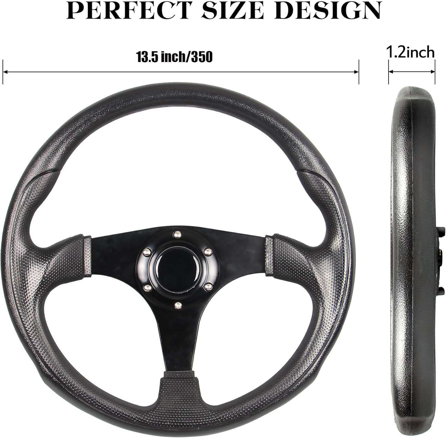 350mm Flat Corn Racing Drifting Steering Wheel 13.8”Universal PU Leather 6 bolt Car Steering Wheel with Horn Button