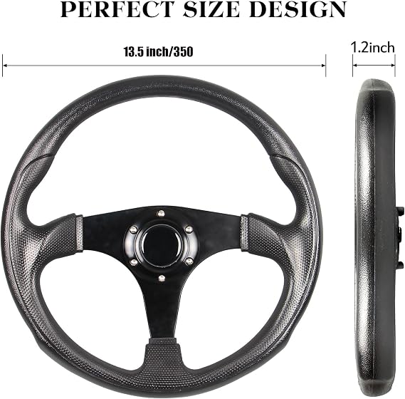 350mm Flat Corn Racing Drifting Steering Wheel 13.8Universal PU Leather 6 bolt Car Steering Wheel with Horn Button