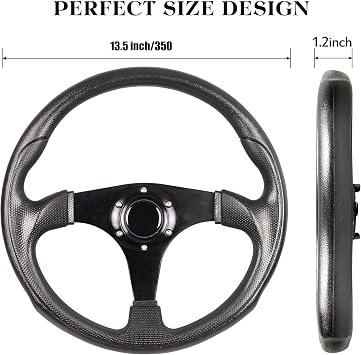 350mm Flat Corn Racing Drifting Steering Wheel 13.8Universal PU Leather 6 bolt Car Steering Wheel with Horn Button