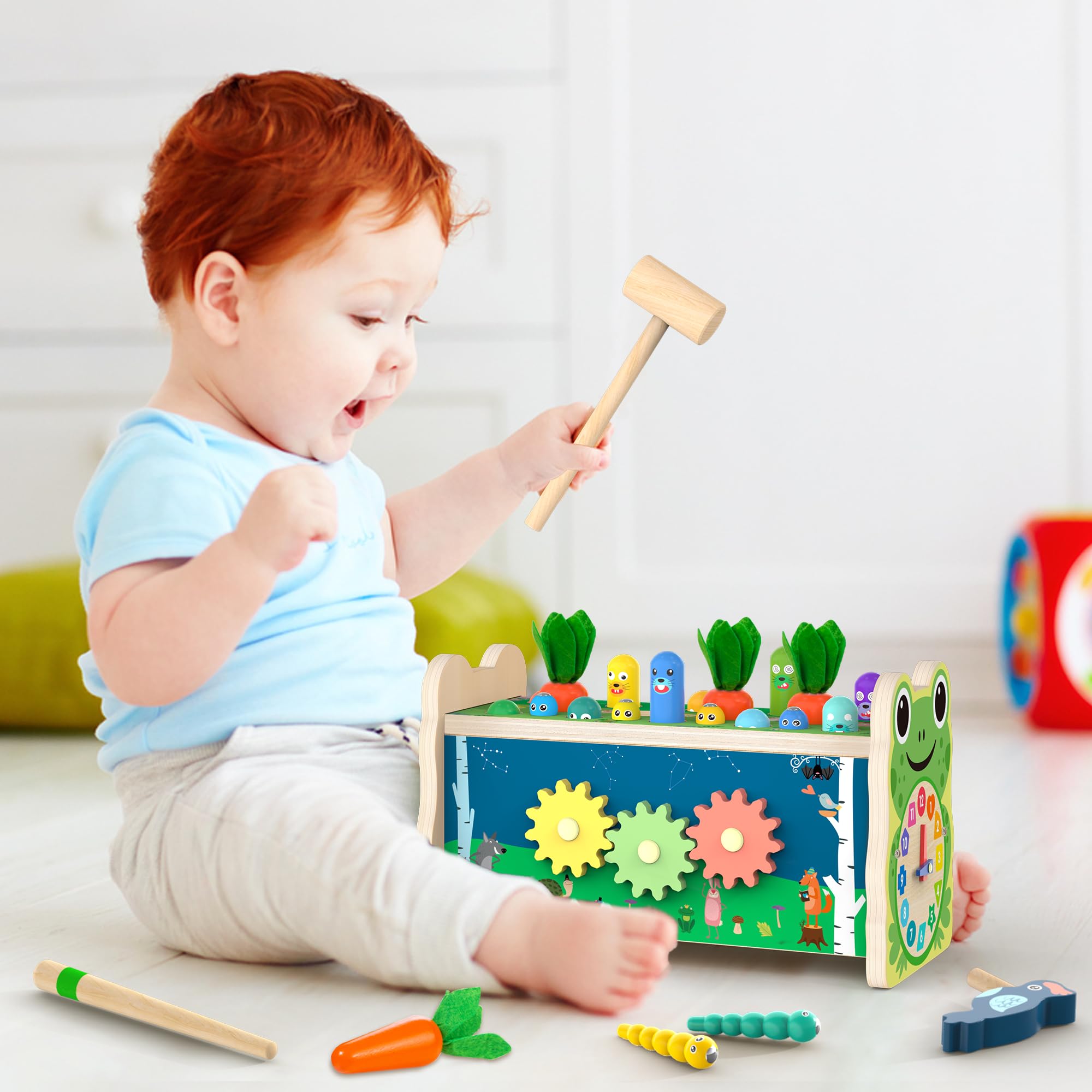 6-in-1 Wooden Montessori Toys for 1 2 3 Year Old, Mole-Tapping Game — Amazon image 6