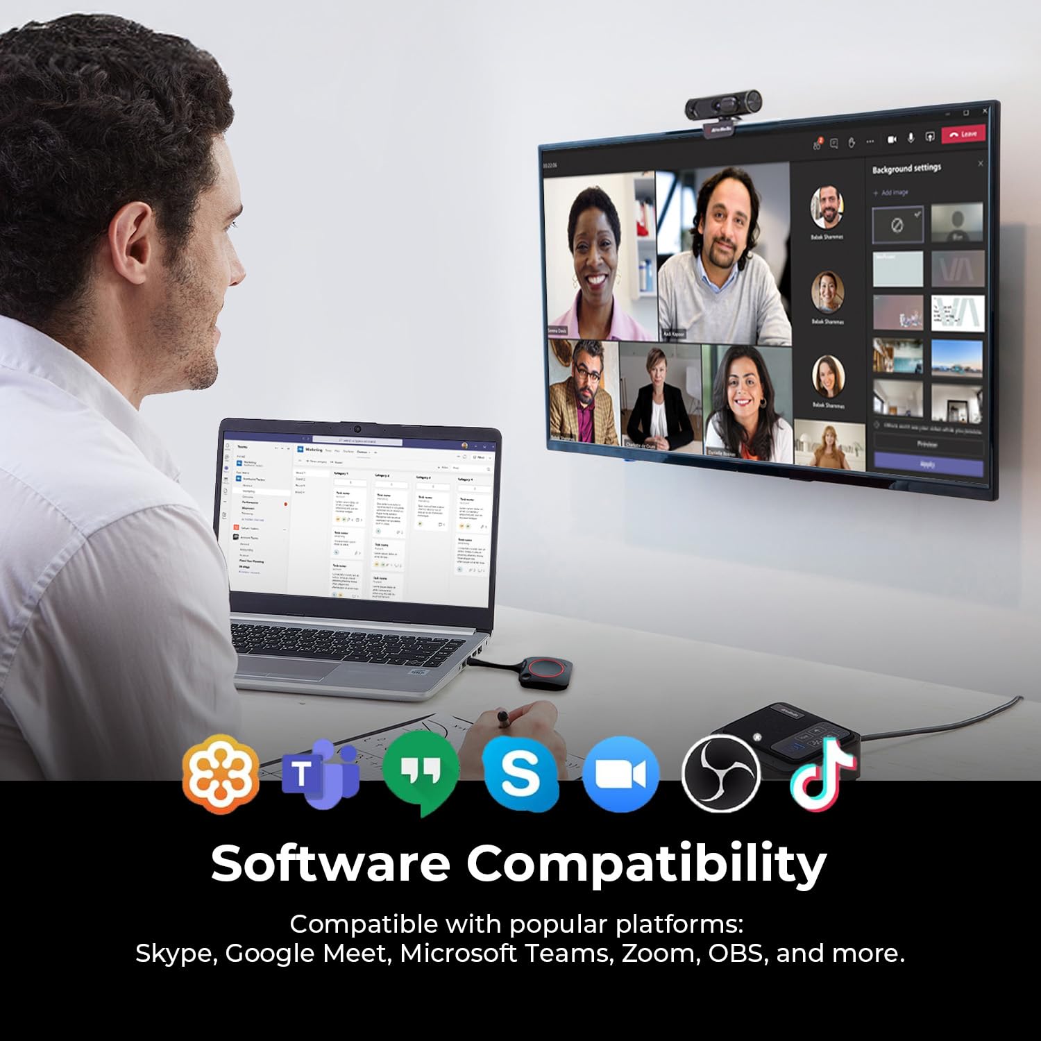 AVerMedia Cámara Web PW315 - Cámara Gran Angular HD de 1080p para videoconferencias, enseñanza en línea y transmisión