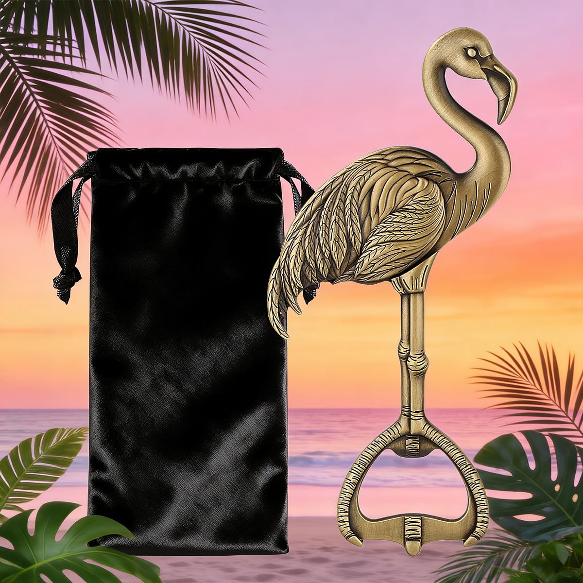 Retro Flamingo Bottle Opener for Party Season, Quirky Kitchen Decor, Summer Party Tropical BBQ Garden Drinks Flamingo Beer Opener, Housewarming Gifts for Friend, Christmas Gift for Him Dad, Bronze