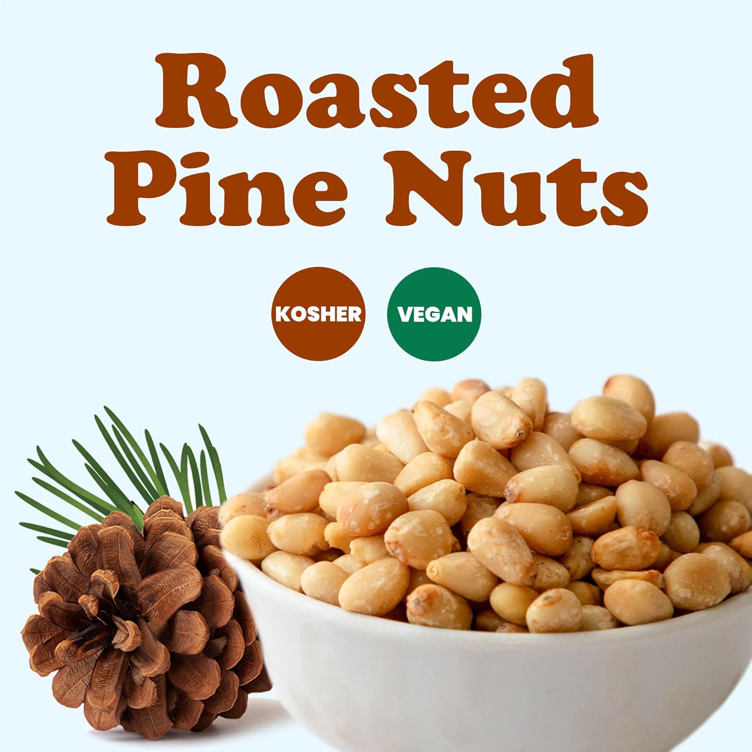 Food to Live Dry Roasted Pine Nuts, 1 Pound – Naturally Tasty and Crunchy, Nutritious and Delicious, Perfect for Cooking, Baking and Snacking, Vegan, Kosher, Bulk
