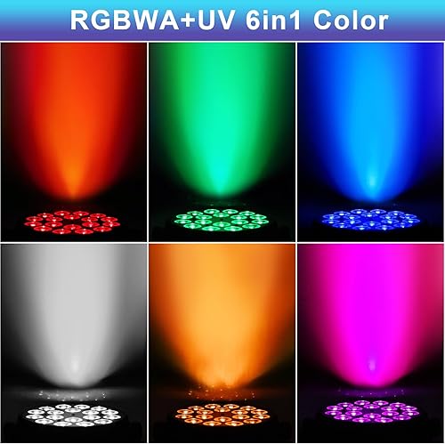 Miniatura 2 de Luces LED Par de escenario  18x10W DJ Stage Lights RGBWA+UV 6in1 efecto lavadoestroboscópico DMX512 Control de sonido activado aleación de aluminio
