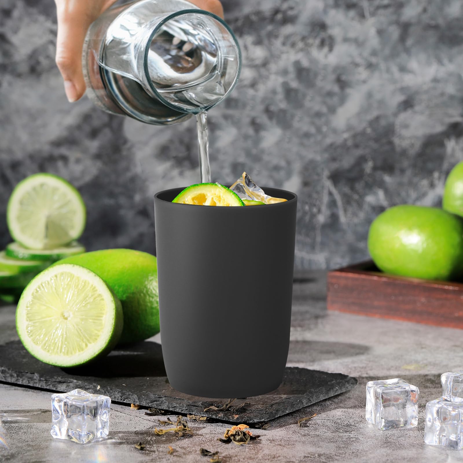 Vasos para cepillos de dientes apilables para adultos y niños, 4 unidades, 280 ml (negro)