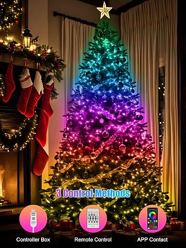 Miniatura 3 de Electight RGB-IC - Guirnalda de luces inteligentes de 16 pies (aplicación y control remoto), 50 luces LED multicolor, alimentadas por USB e