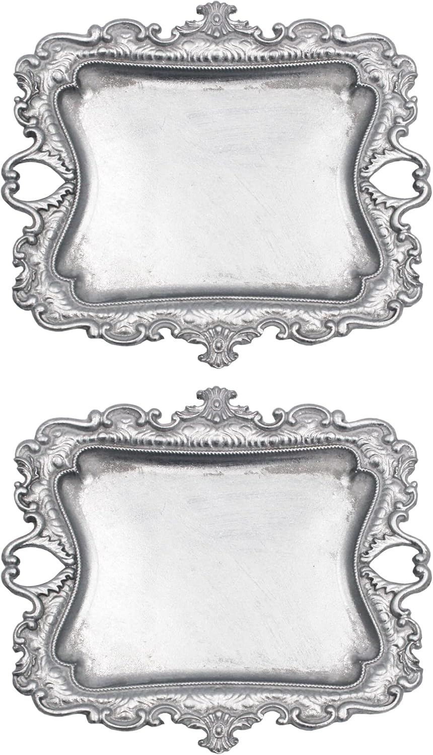 Tstarer (2 PACK) Vintage Small White Ring Dish, Birthday & Wedding Gifts for Women，Wedding Ring Tray - White