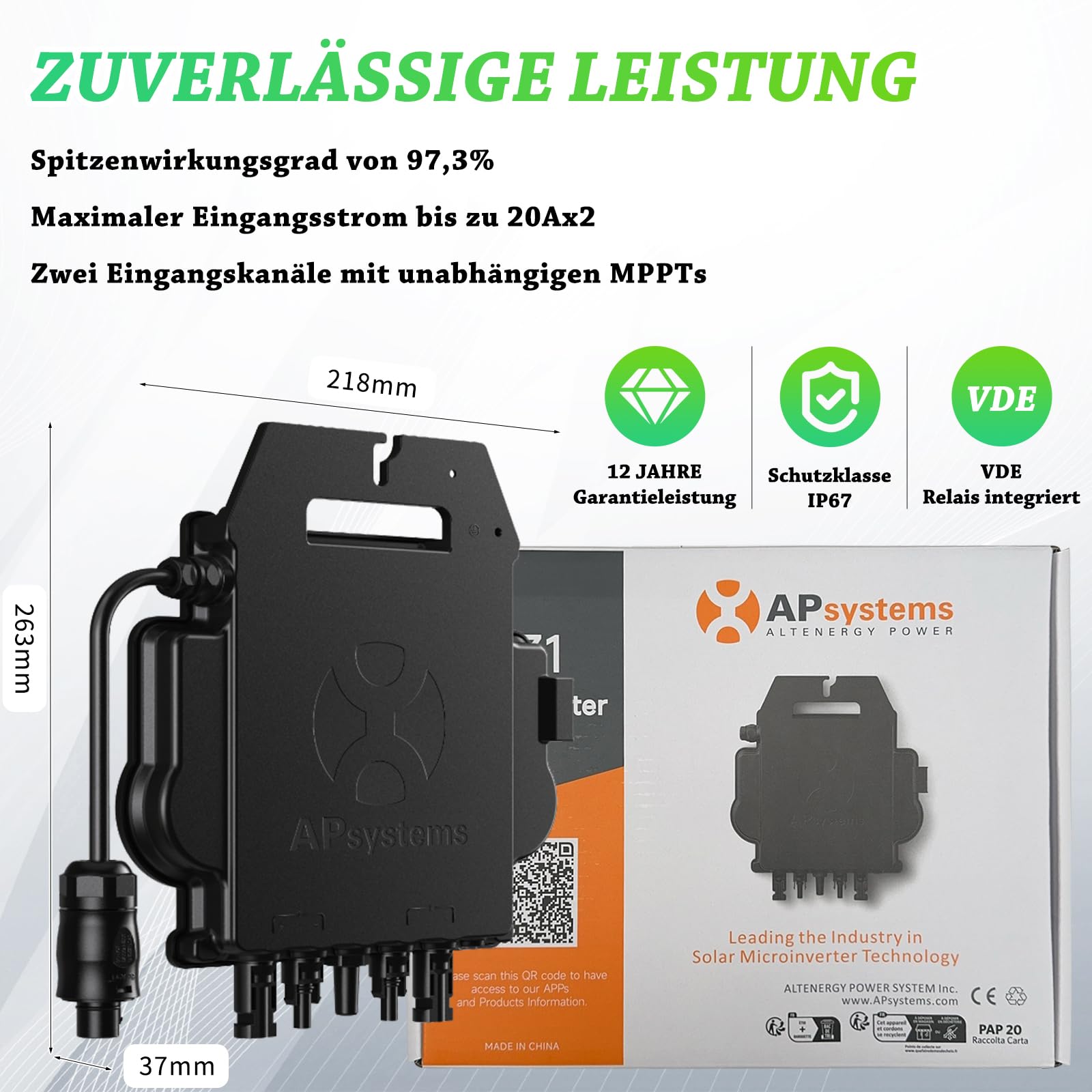 Inverter EZ1-M, 600 W/800 W, aggiornabile, con WiFi integrato e monitoraggio Bluetooth, micro inverter per impianto elettrico da balcone (EZ1-M-800 W)