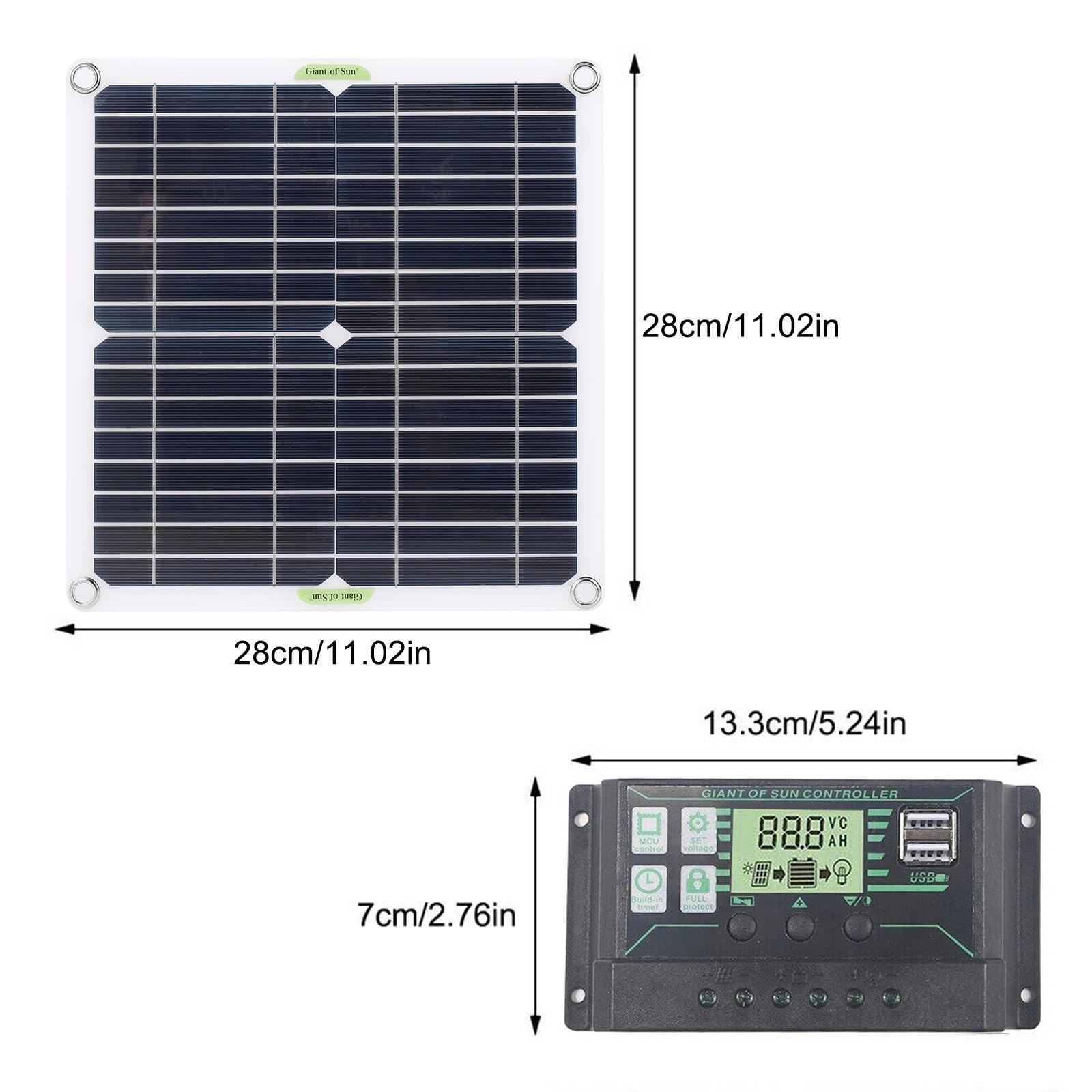 30W Solare Pannello Kit, Caricabatterie per Pannello Solare Fotovoltaico da 12V Con Linea di Ricarica 10 In 1 Controller 100A, Power Bank di Ricarica All'Aperto per Roulotte, Barca, Campeggio, Pesca