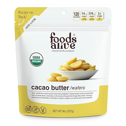 Foods Alive Cacao Butter Wafers Orgánico sin OMG sin gluten vegano perfecto para batidos o cualquier creación de chocolate o uso en aceite de