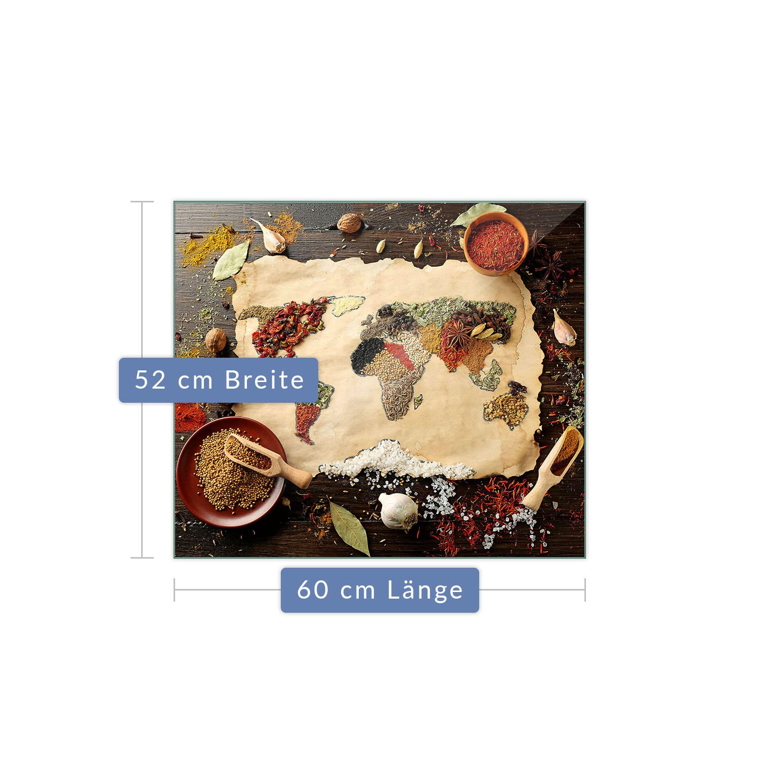 Decorwelt - Piastra Copripiano Cottura In Vetro 60x52 Cm - Marrone - Multiuso: Tagliere, Sottopentola, Protezione