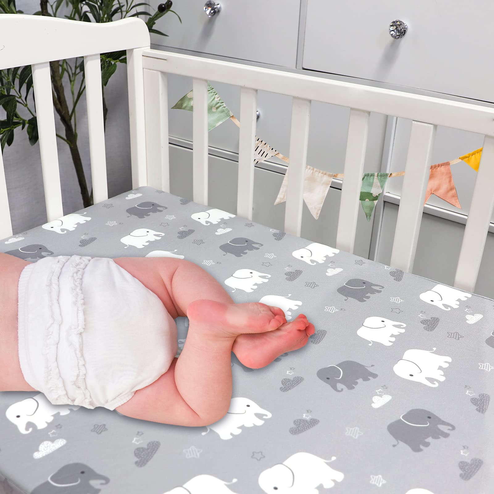 Personalized Cute Little Hippo Baby Crib Sheets With Name, Custom