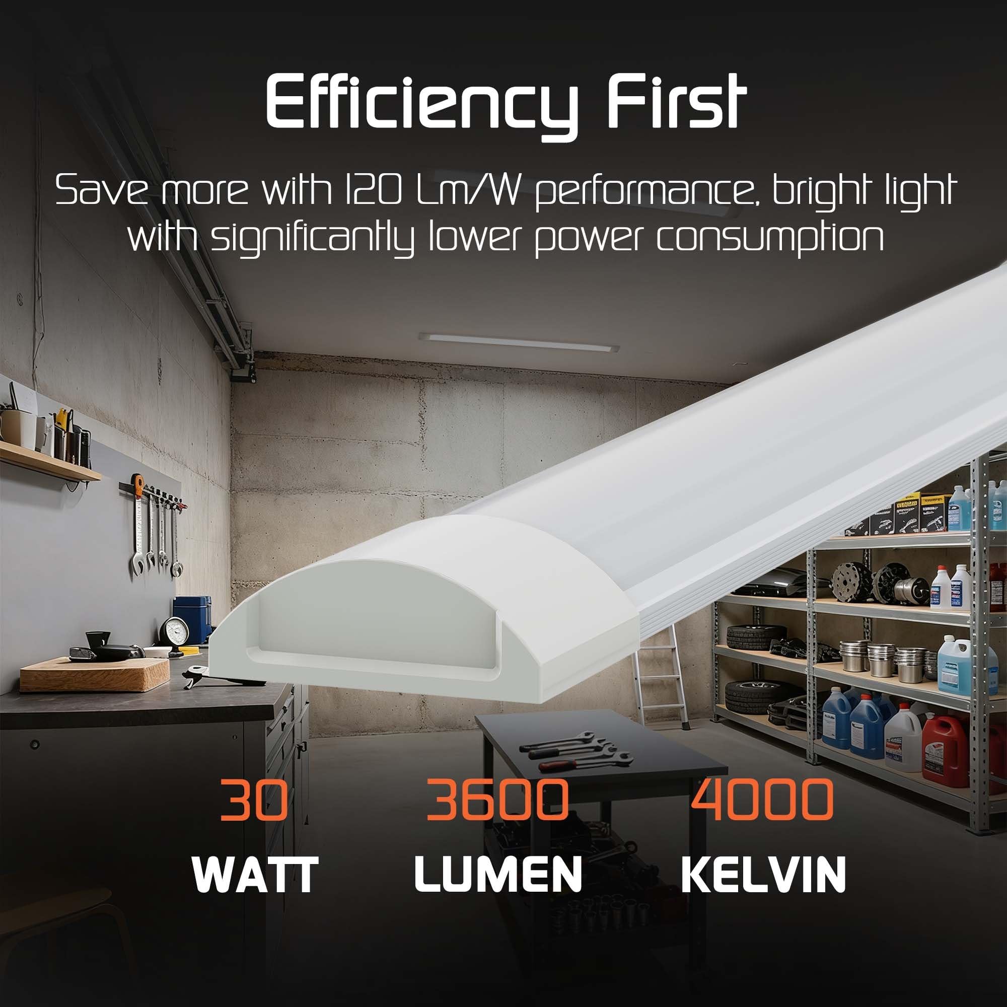 Ledvion - 10 piezas, Pantalla LED, 120cm, IP20, 30W, 120 lm/W, Blanco neutro, 4000K, Impermeable, lámpara de techo para garaje, de bodega