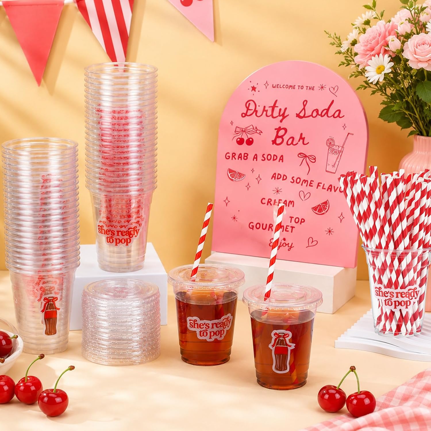Booson 50 Pcs She's Ready to Pop Cups 12 oz Baby Shower Decorations image 4