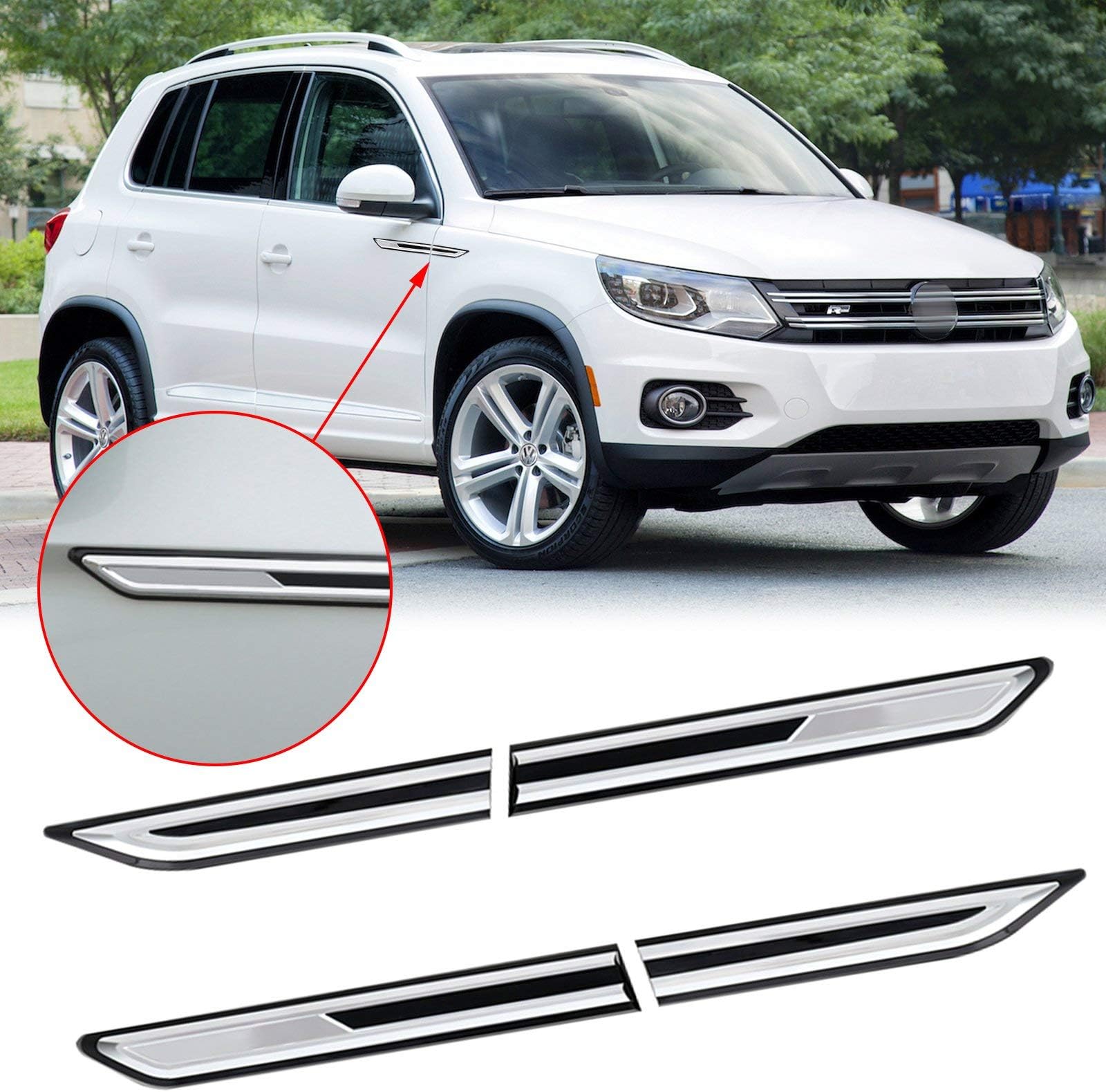 x xotic tech 4pcs Car R Line Side Wing Fender 3D Emblem Decoration Cover Sticker Badge Trim Compatible with Volkswagen Passat B8 2014-2019(Chrome)