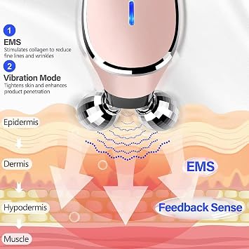 Microcurrent Facial Device, 6 in 1 Face Device Rejuvenating Facial Device Facial Devices Boost Skin Care Products Absorption(Black)