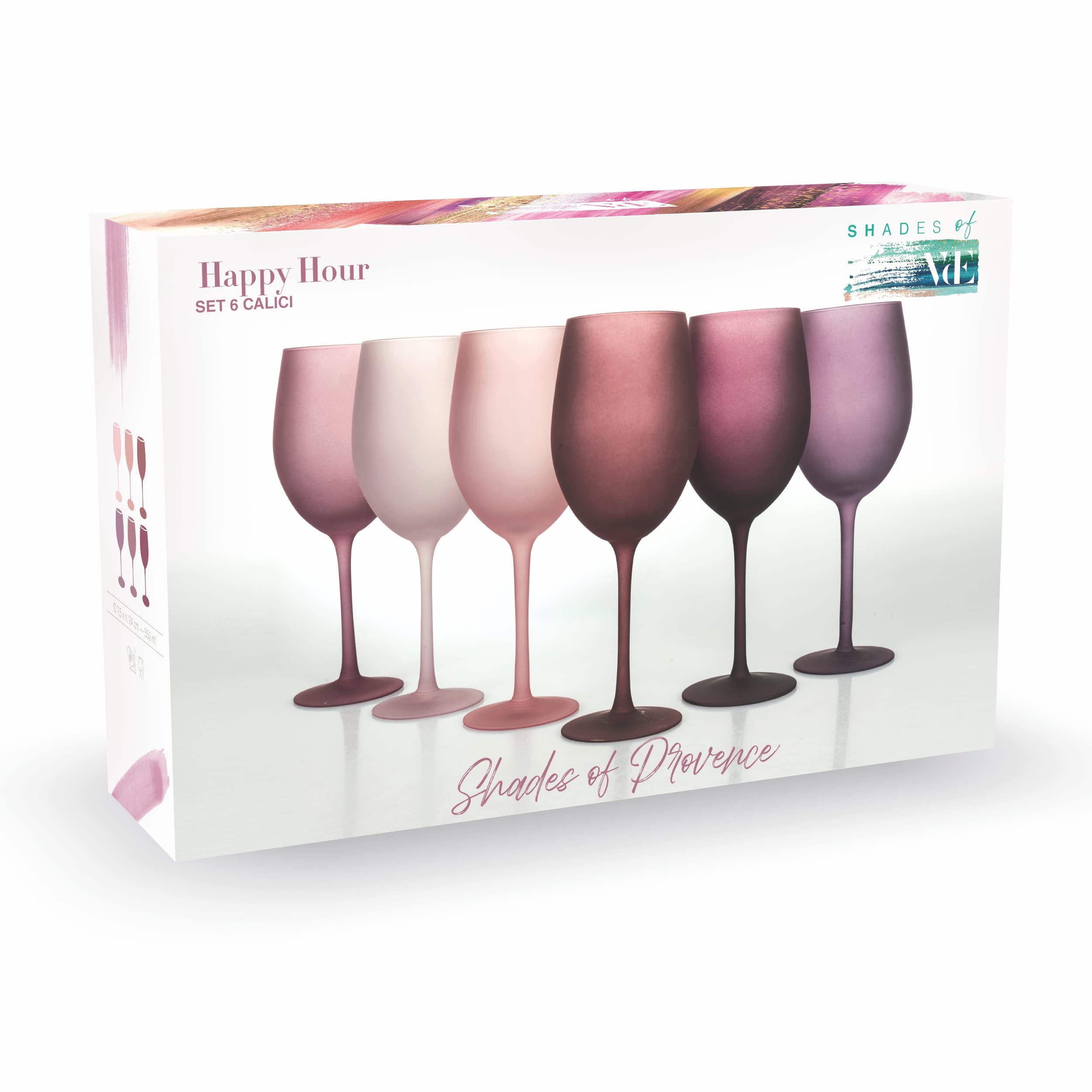 Villa d'Este Home Tivoli Happy Hour Provence Set mit 6 frostierten Gläsern, 550 ml
