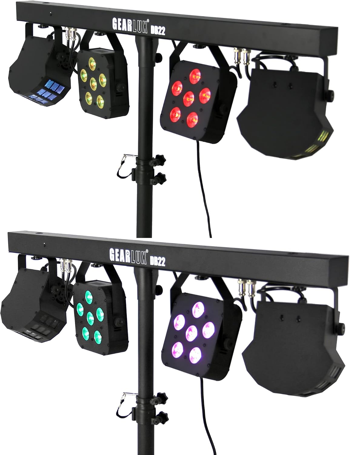 Gearlux 4-in-1 LED Party Bar Derby Light 2 X 6PCS 8-Watt RGBW Bright LEDs and 2 X 2PCS 10-Watt Warm LEDs for Halloween, Party, Wedding, Christmas and Stage Parties