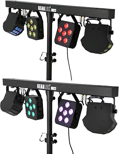 Miniatura 6 de Gearlux Luz LED 4 en 1 para barra de fiesta, 2 x 6 luces LED brillantes RGBW de 8 vatios y 2 LED cálidos de 10 vatios para Halloween, fiesta, boda,