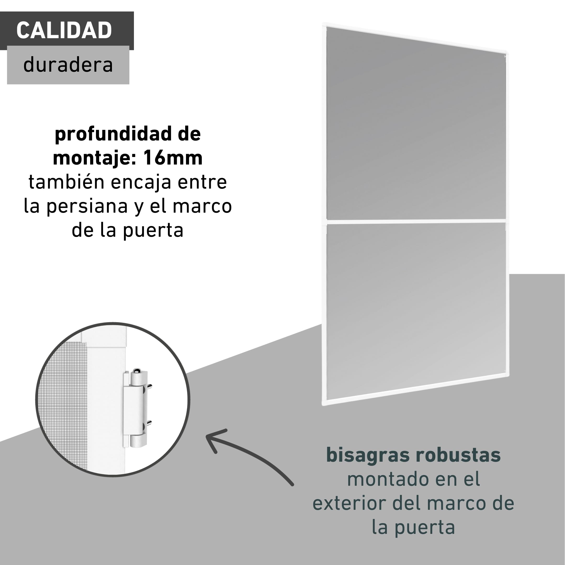 Windhager Mosquitera básica para puerta, marco tensor, 100 x 210 cm, color blanco