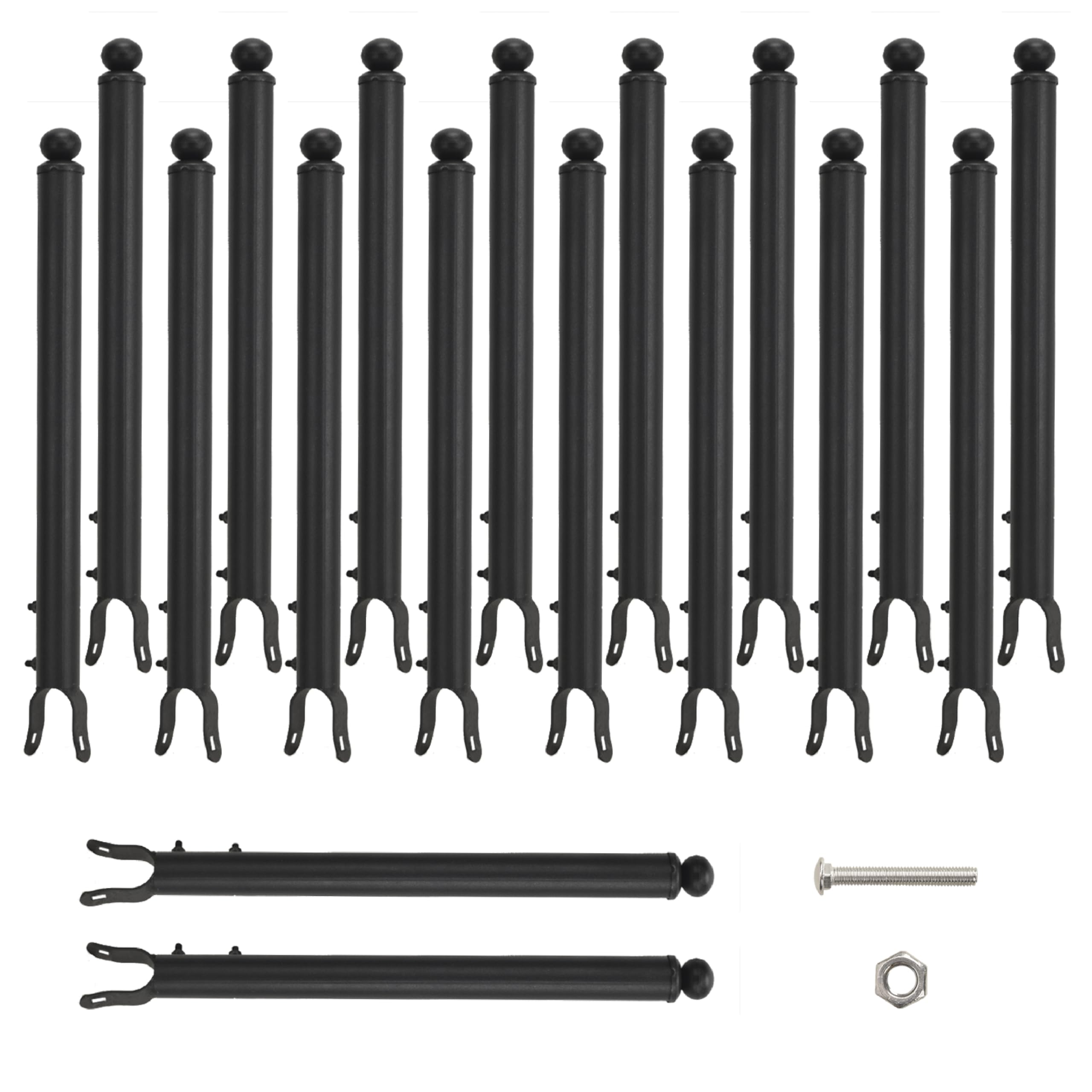 Photo 1 of 18 Pack 1-3/8'' Chain Link Fence Extension, 20'' Fence Extension Height, Galvanized Post Extender for Dogs and Privacy (Black)