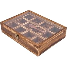 12 Compartments Wooden Spice Box Pine Wood Masala Dabba Container with Spoon Multipurpose Kitchen Storage Organizer for Spices Dry Fruits Each Partition Table Top Decorative Rack
