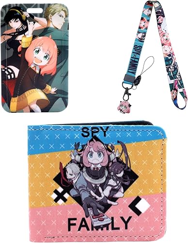 Spy X - Cordón familiar para insignias de identificación llavero con cartera de anime de poliuretano monedero tarjetero de crédito 1