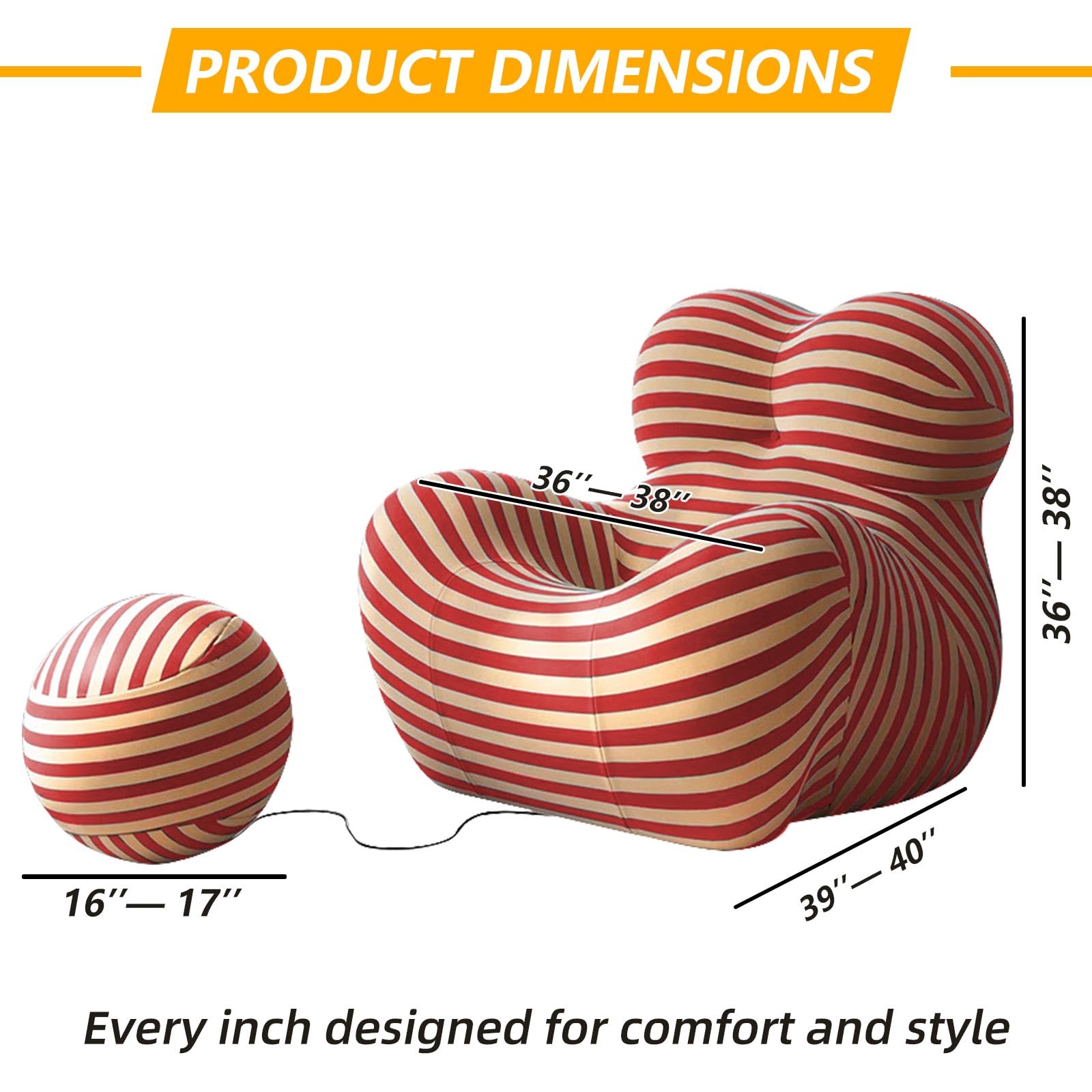 Modern Luxury Adult Living Room?Adult Floor Chair?Memory Foam Chair?Lazy Sofa Bed Floor ?Bedroom Balcony Lounge armrest Sofa Leisure (Red Yellow)