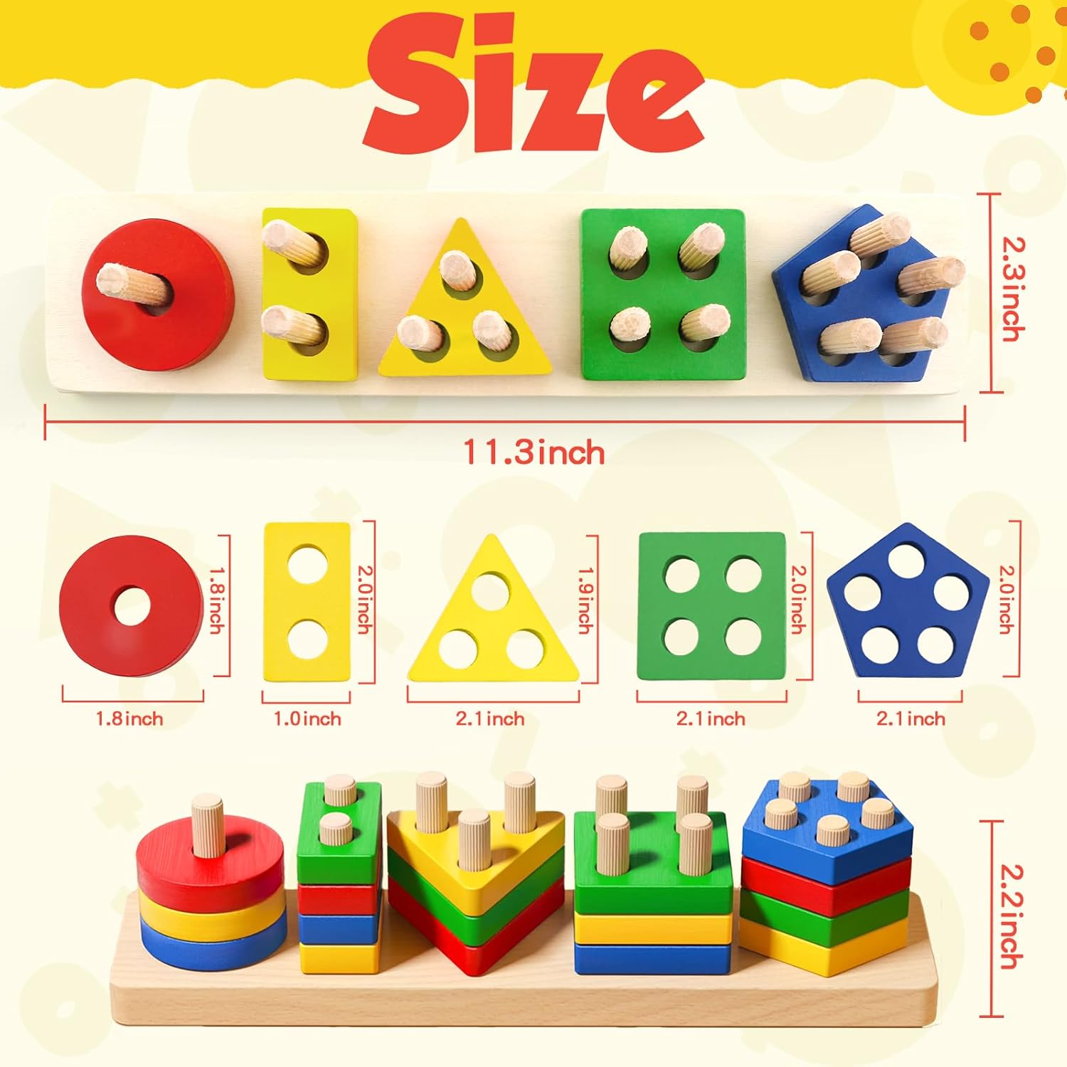 Montessori Toys for 1 2 3 Year Old Girls Boys, Wooden Sensory Toys for 1-3 Year Old Birthday Gifts, Education Toddler Puzzles Toddler Easter Basket Stuffers Learning Toy Activities Puzzles Ages 1-3