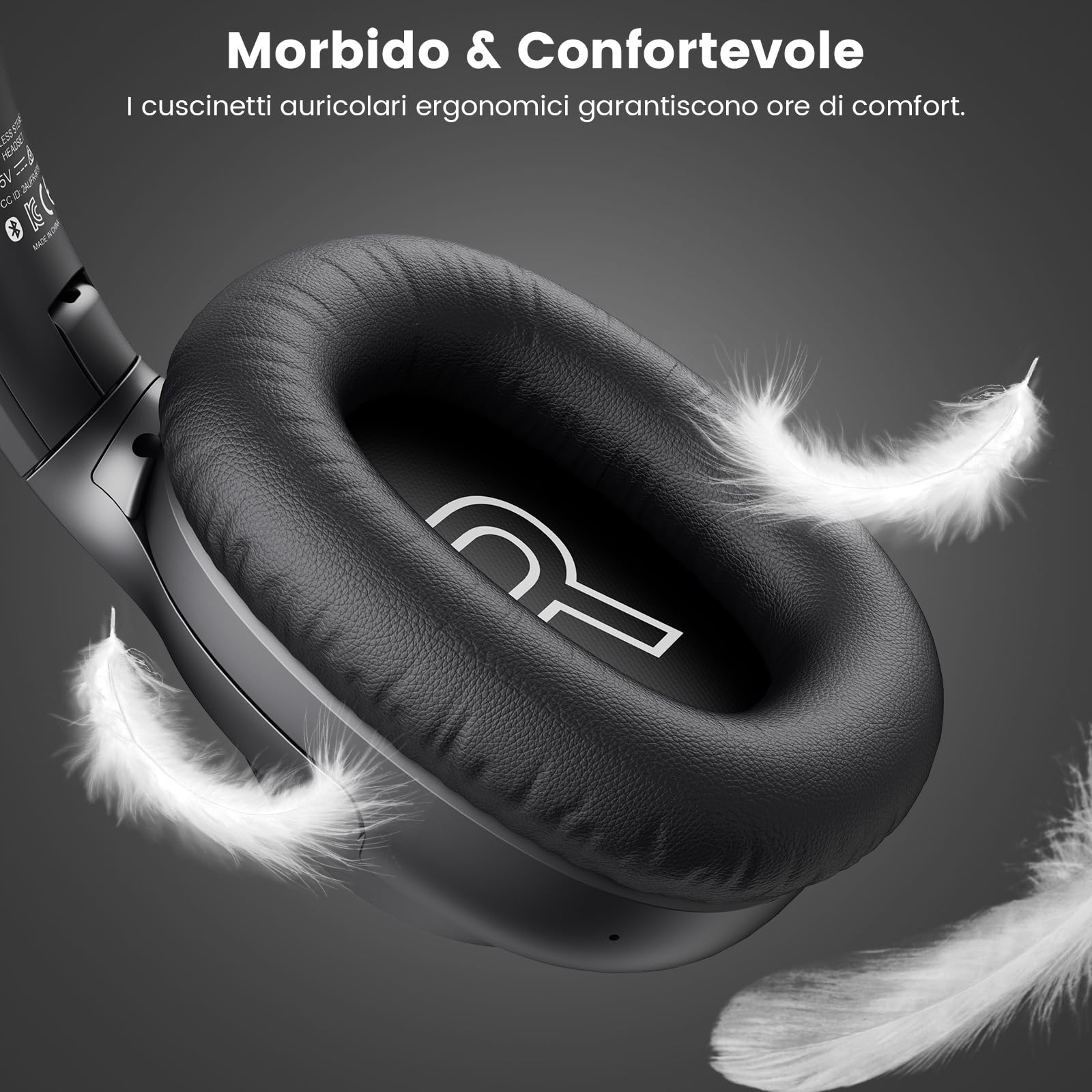 Riibox Y7Pro Cuffie Cancellazione Rumore Attiva Ibrida, Bluetooth 6.0 Cuffie Wireless Over Ear, 100 Ore di Autonomia, LDAC Hi-Res Audio, Bassi Potenti, App Personalizzabile, Modalità Trasparenza