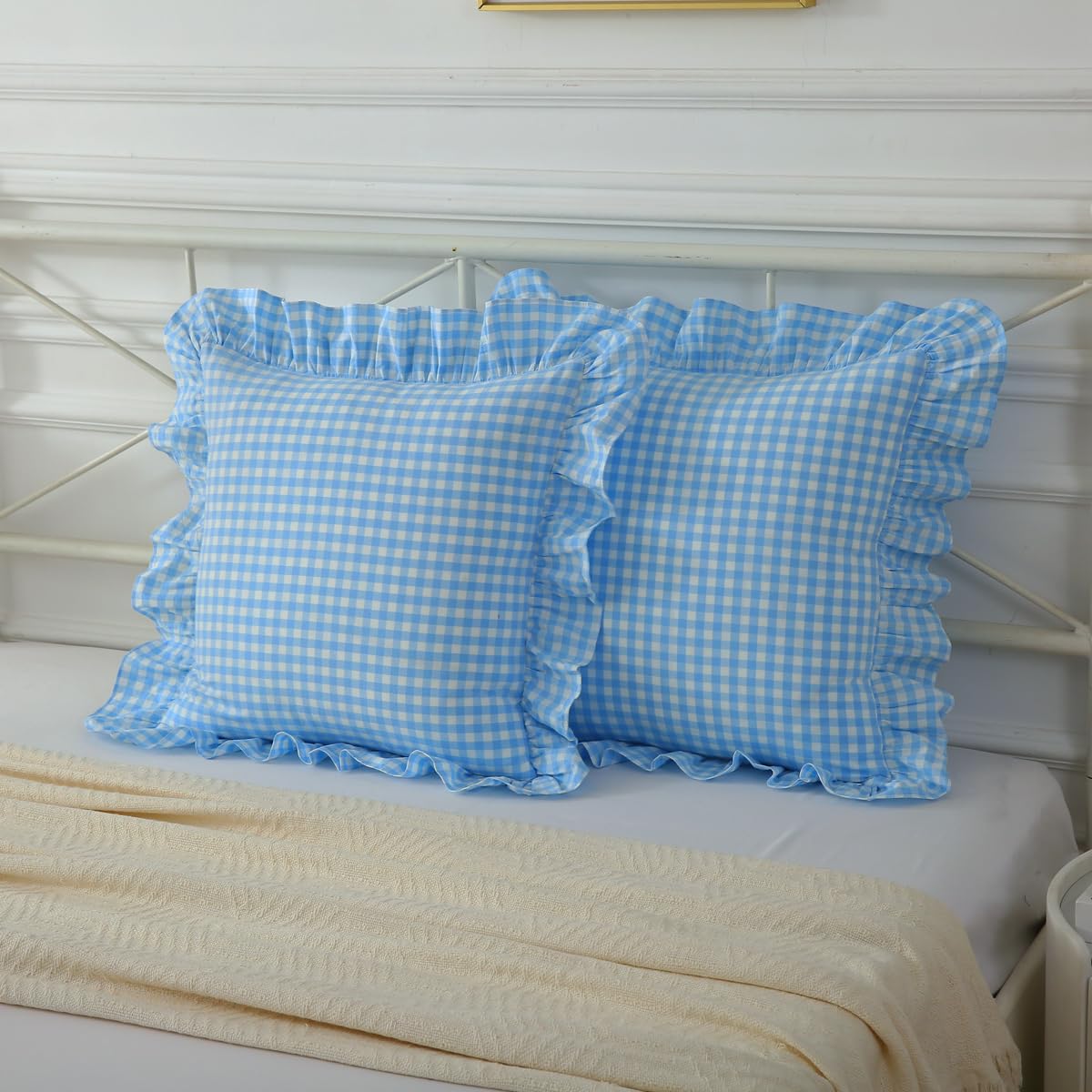 Housse de coussin en coton délavé 50,8x50,8 cm au design rétro raffiné