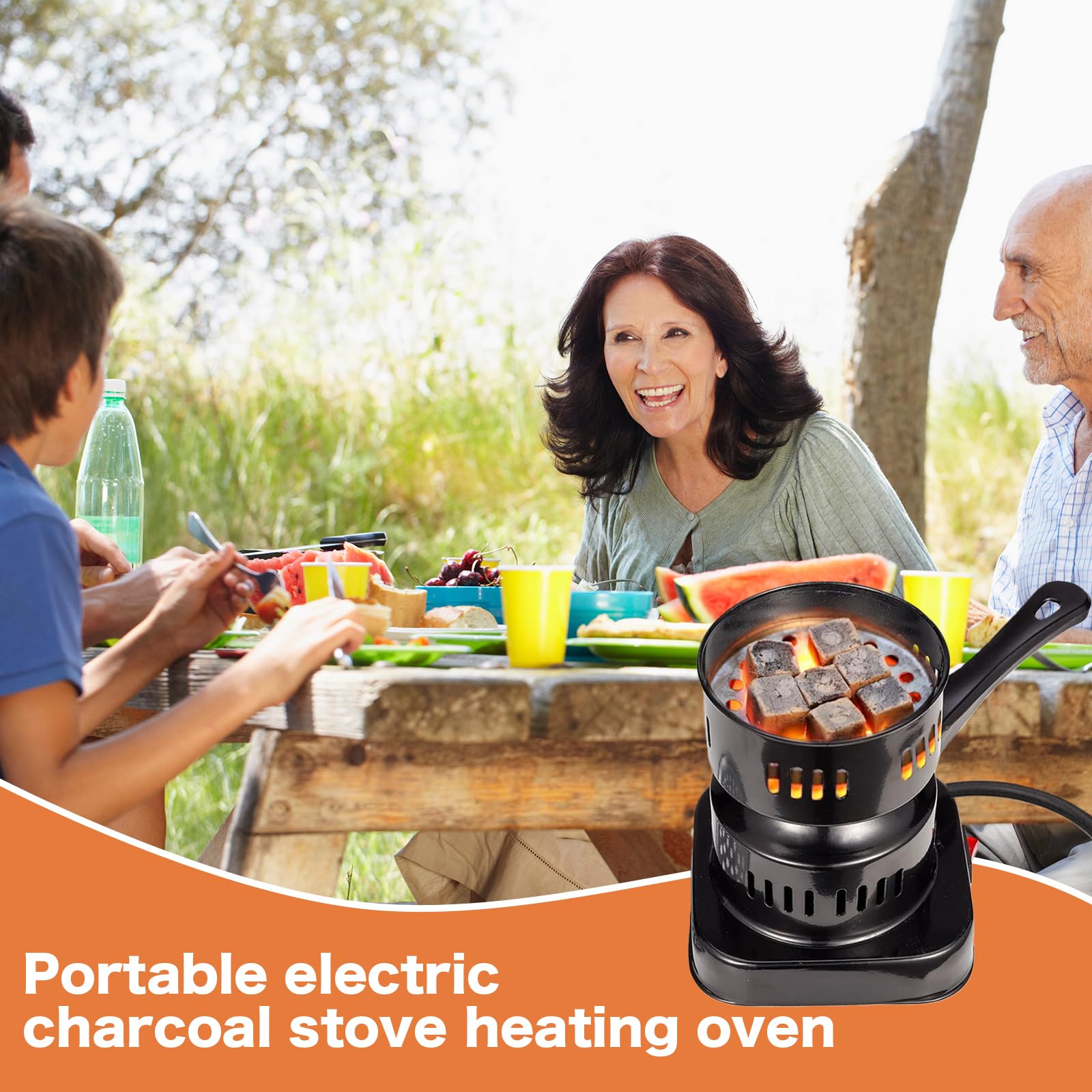 Allume-charbon électrique pour chicha - 500 W - Barbecue à charbon électrique avec long câble et poignée - Brûleur à charbon - Accessoires électriques - Cadeau d'allumage