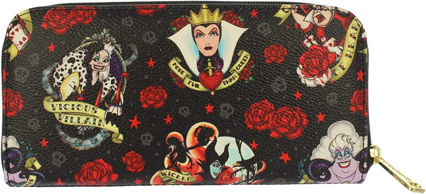 Loungefly Disney Villains Roses Tattoo All Over Print Wallet New - Image 2