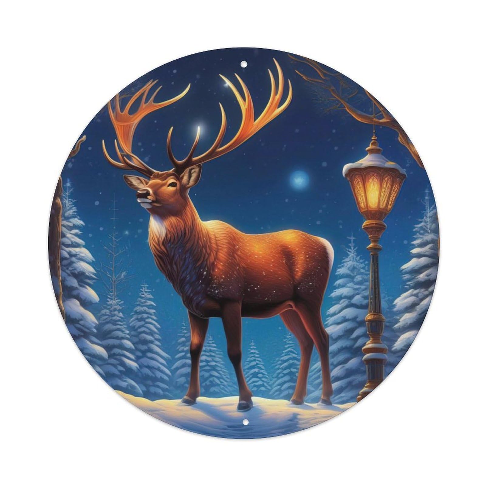 Animal Artwork Elk in The Snow Vintage Metal Tin Sign Plaque Wall Decor for Cafe, Club Bar, Office, Garden Metal Poster 8x8Inch