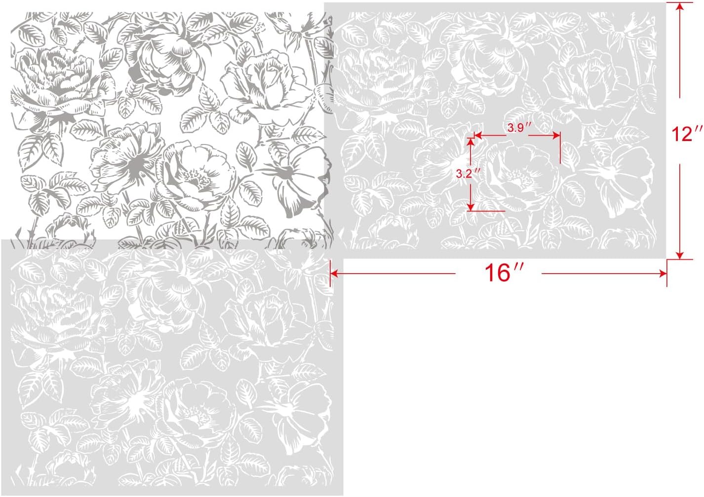 GSS Designs Large Flower Wall Stencils for Painting 12x16Inch Floral Stencil for Painting on Walls Wood Floor Furniture Crafts Plant Leaf Stencils