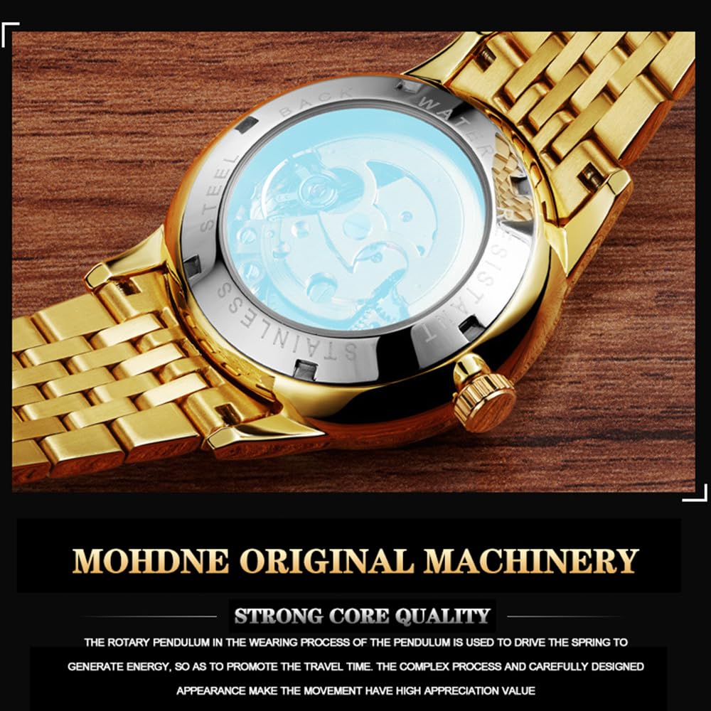 3D wytłoczony wzór smoka złoty automatyczny mechaniczny zegarek ze stali nierdzewnej szkielet dla mężczyzn luksusowy chiński naród kultura i sztuka zegarki biznesowe
