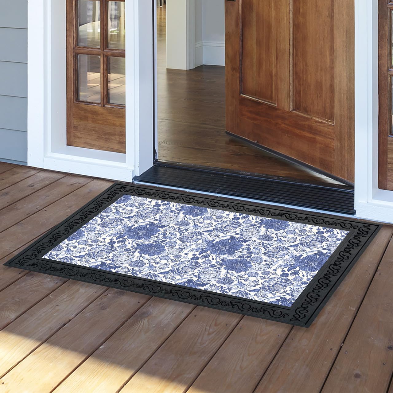 Briarwood Lane Blue and White Floral Doormat