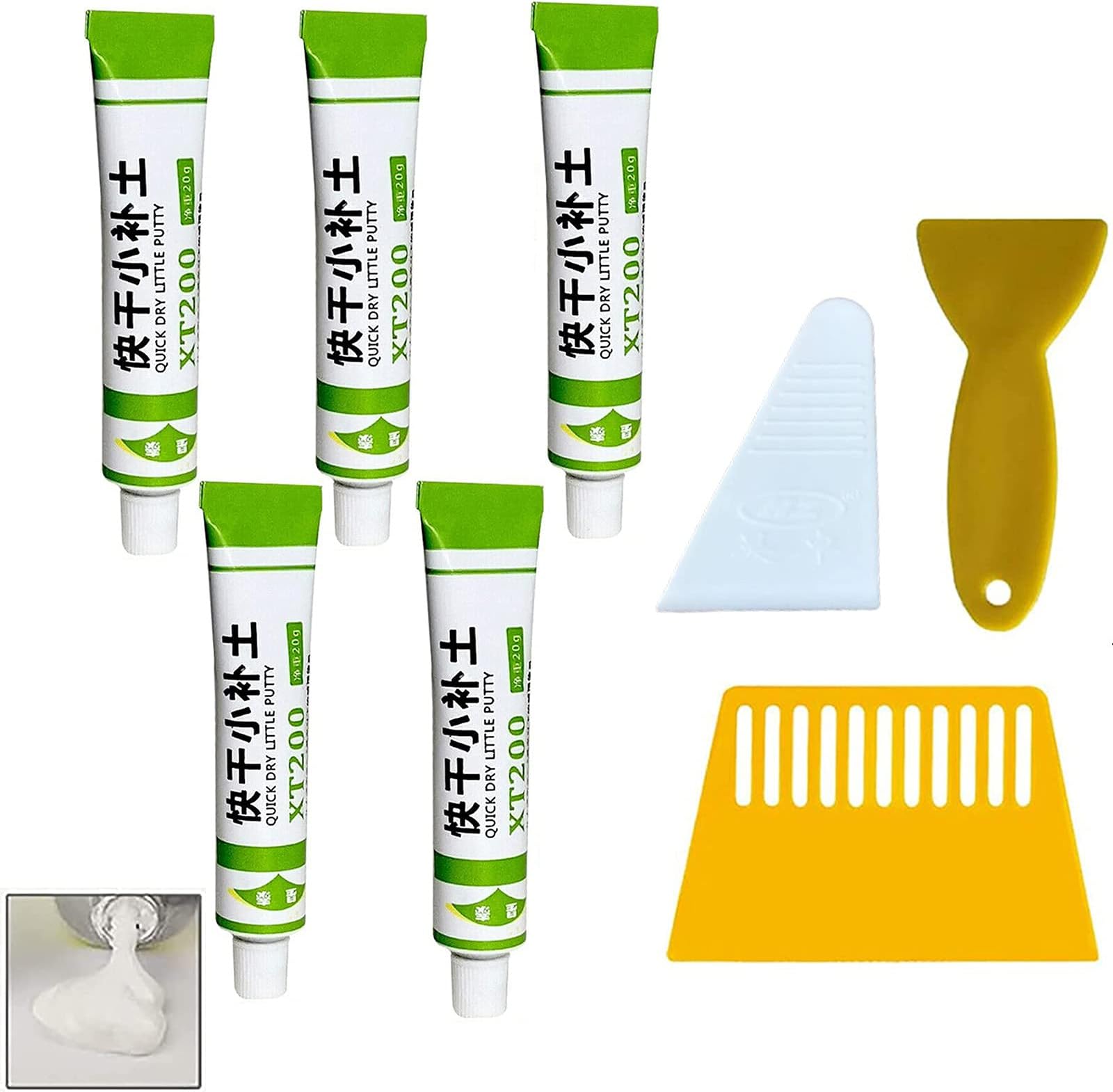 HIJUNE 5 Pcs InstaFix Fiberglass Boat Repair Paste xt200, Waterproof Quick-Drying Putty Paint, Free a Set of Tools