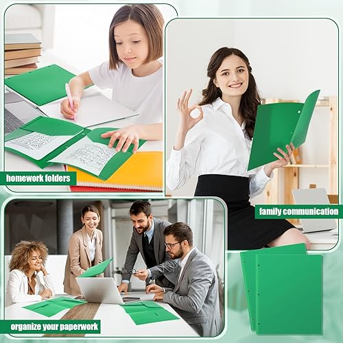 Miniatura 6 de Henoyso 36 carpetas de 4 bolsillos con 3 agujeros perforados de plástico resistentes carpetas de 4 bolsillos para carpetas de 3 anillos para uso en