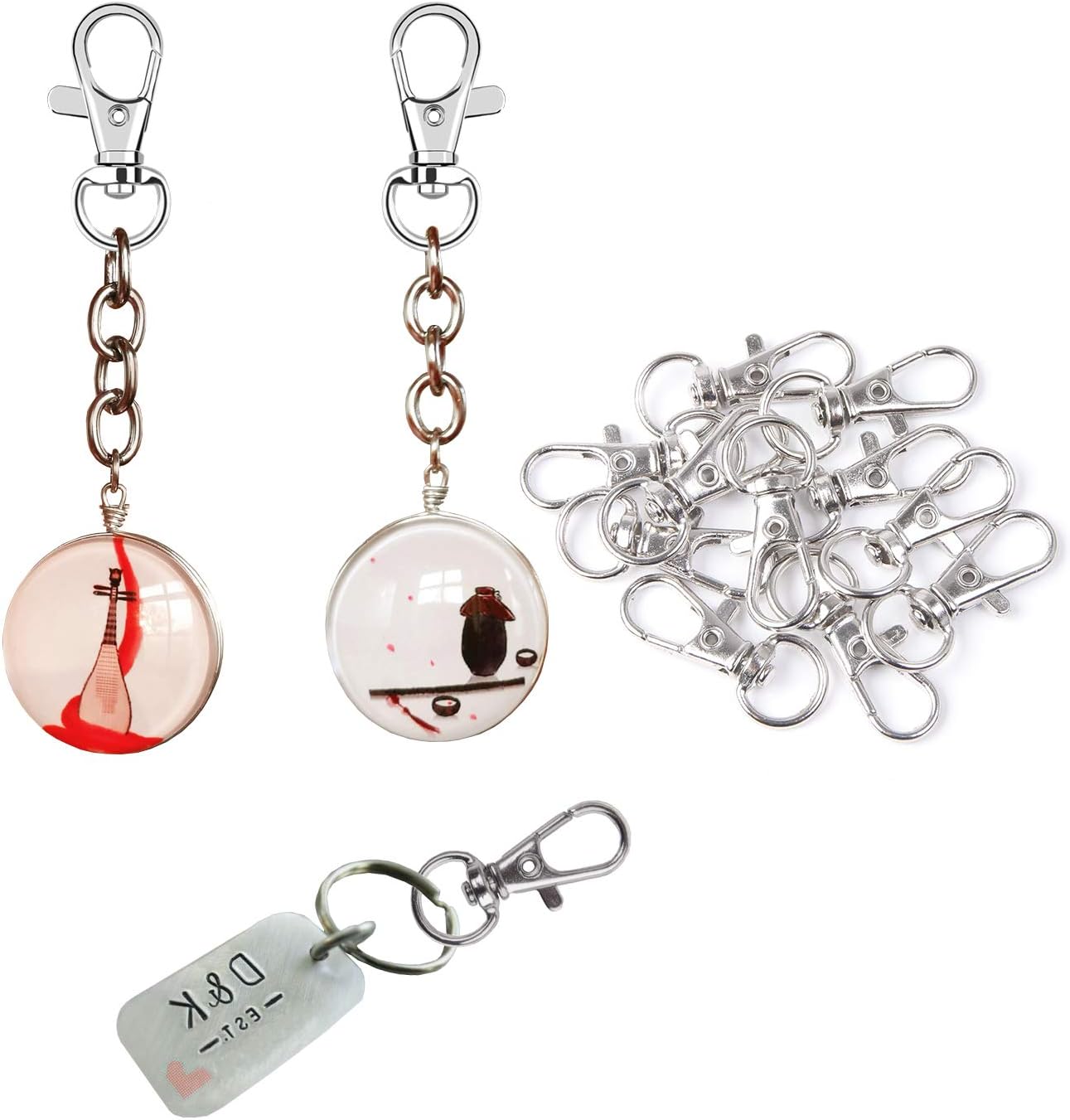 AUGSUN Metal Swivel Clasps Lanyard Snap Hook - 120pcs Lobster Claw Clasp for Keychain Crafts (Silver) - Image 5